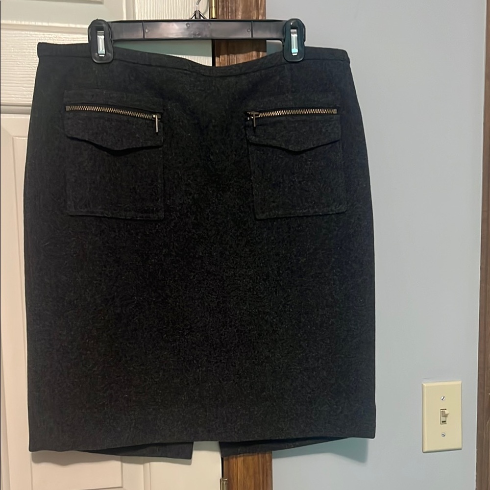 J. Crew Charcoal Gray Pencil Skirt Knee-Length Cargo Style